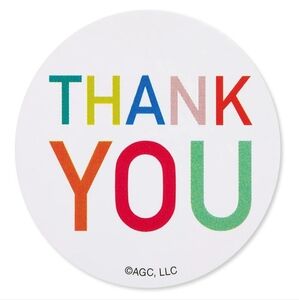 50 THANK YOU Multi-Colored Text Stickers 1.5"